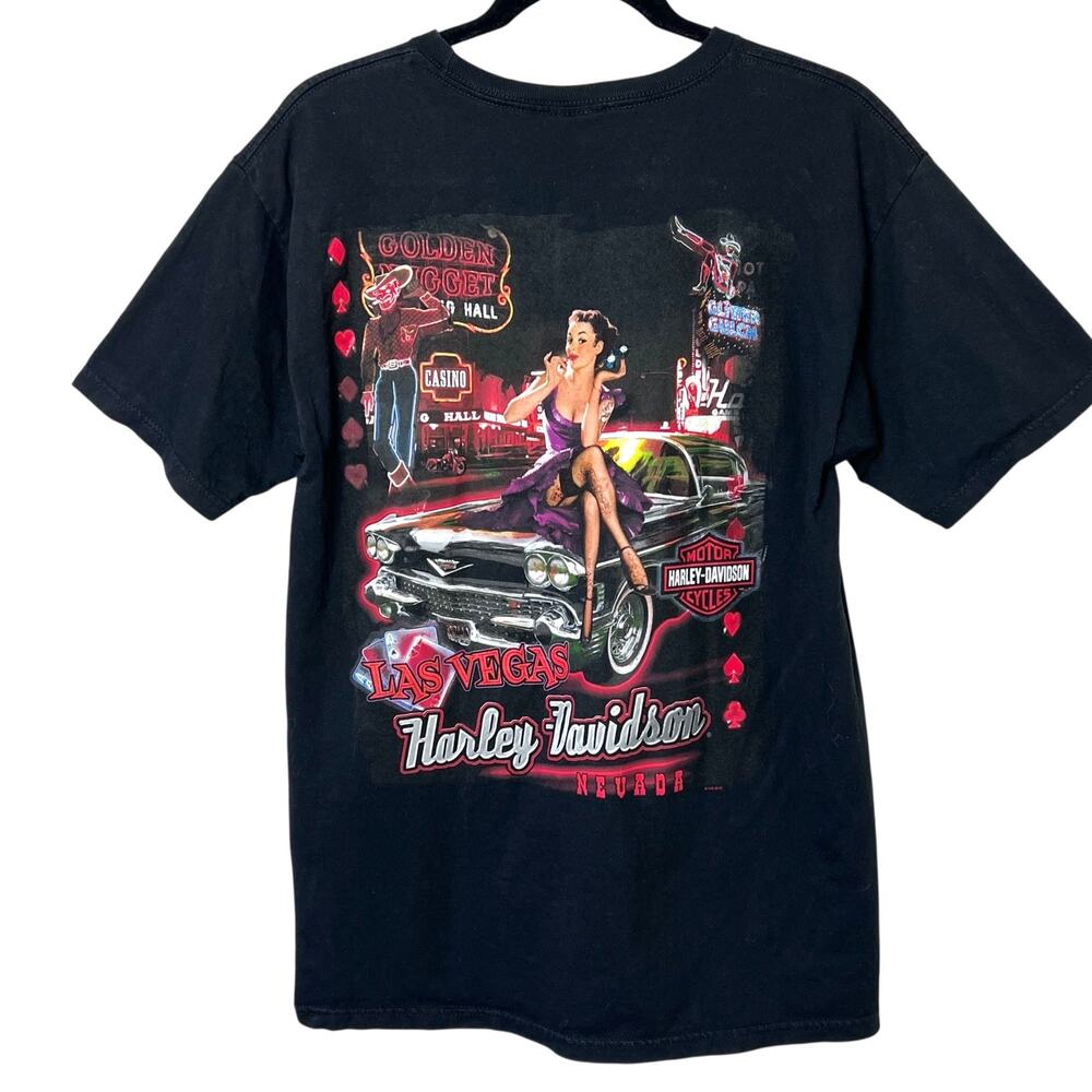 Harley-Davidson Las Vegas Nevada T-Shirt Pin-Up Woman Vintage Car Casino Medium